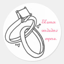 Verdadero Espera del amor del EL Pegatina Redonda