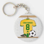 Verde amarillo personalizado del jersey de fútbol llavero personalizado