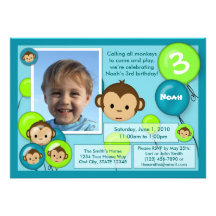 Verde azul de la invitación del cumpleaños del mon