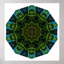Verde azul de la pintura del dedo poster