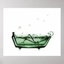Verde blanco del baño esquelético de la radiografí