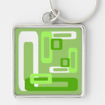 Verde/blanco estilizados de los rectángulos llaveros personalizados