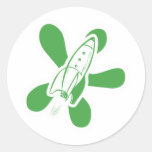 Verde blanco retro de Splat Rocket Pegatinas Redondas