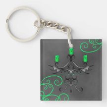 Verde bonito y gris de Halloween de los candelabro Llavero