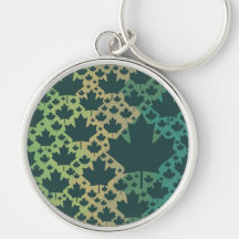Verde Canadá, plantilla del ♥ del diseño de la hoj Llaveros