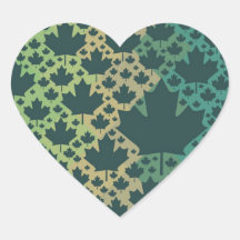 Verde Canadá, plantilla del ♥ del diseño de la hoj Calcomanía Corazón Personalizadas