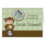 Verde de Brown del muchacho del oso de peluche Tarjetón