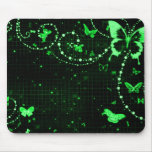Verde de hadas de destello de la mariposa alfombrillas de raton