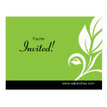 Verde de la invitación de la postal de la hoja flo