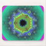 Verde de la mandala del fractal del pavo real alfombrilla de raton
