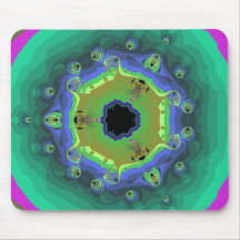 Verde de la mandala del fractal del pavo real alfombrilla de raton