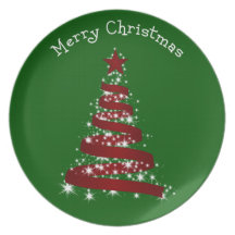 Verde de las Felices Navidad Plato Para Fiesta