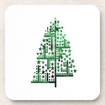 Verde del árbol de navidad de las formas abigarrad posavaso