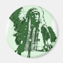 Verde del jefe indio del nativo americano iman de frigorífico
