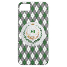 Verde del monograma, caja gris del iPhone 5 de Arg iPhone 5 Protectores