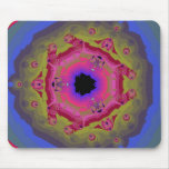 Verde del rosa de la mandala del fractal del pavo  alfombrillas de raton