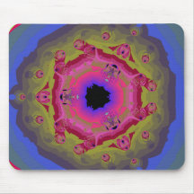 Verde del rosa de la mandala del fractal del pavo  alfombrillas de raton