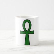 Verde dominante cruzado jeroglífico egipcio de la  taza de café