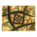 Verde en la bella arte del fractal del oro tarjeta postal
