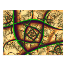 Verde en la bella arte del fractal del oro tarjeta postal