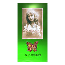 VERDE ESMERALDA de la MARIPOSA, rojo Tarjetas Con Fotos Personalizadas
