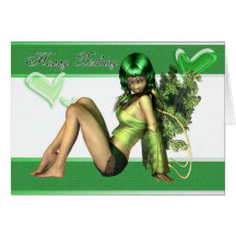 Verde Fae del feliz cumpleaños Tarjetas