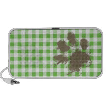 Verde fangoso divertido del pawprint a cuadros; Gu Mini Altavoces