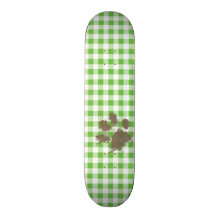 Verde fangoso divertido del pawprint a cuadros; Gu Patin Personalizado