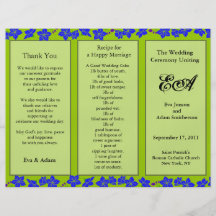 Verde floral de la carpeta del programa del boda flyer a todo color