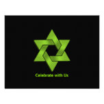 Verde lima de Mitzvah de la barra en la estrella d invitaciones