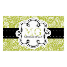 Verde lima dulce y enrrollada Paisley femenina mod Plantilla De Tarjeta Personal