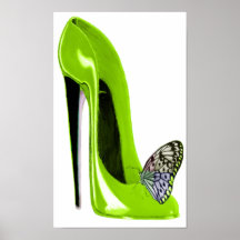 Verde lima e impresión del arte de la mariposa posters