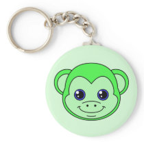 Verde lindo Apple del mono Llavero Personalizado