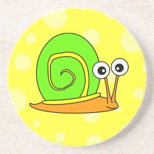 Verde lindo del dibujo animado del caracol con el  posavasos personalizados