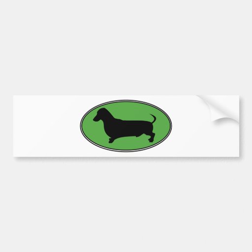 Verde-Llano oval del Dachshund Pegatina De Parachoque