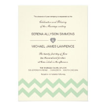 Verde menta e invitaciones de marfil del boda de C Comunicado