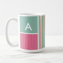 Verde menta y rayas rosadas tazas de café