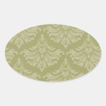 Verde salvia retra del Flourish Pegatina Ovaladas Personalizadas