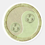 Verde suave Yin Yang del Celadon Pegatinas Redondas