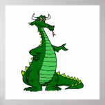 Verde tonto del dragón poster