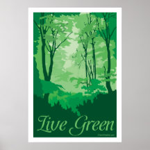 Verde vivo - árbol Hugger Posters