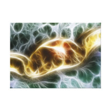 Verde y fractal del oro. Lona envuelta Impresión En Lona Estirada