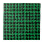 Verde y negro de Houndstooth Azulejo Cerámica