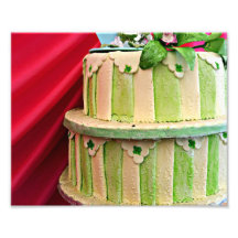 Verde y pastel de bodas pelado crema con rojo impresiones fotograficas