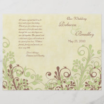 Verde y programa floral abstracto del boda de Brow Flyer A Todo Color