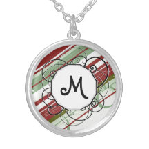 Verde y rayas Moderno-Retras del vino con el monog Collares