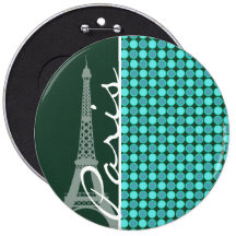 Verde y torre Eiffel de la turquesa Pin