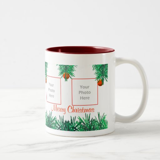 Verdes de las Felices Navidad en el marco blanco 4 Taza
