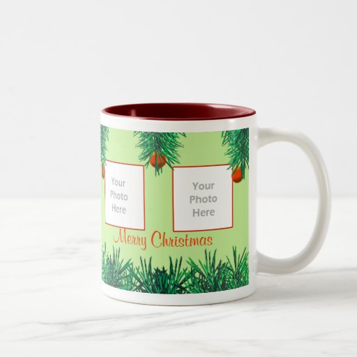 Verdes de las Felices Navidad en el marco verde 4- Tazas