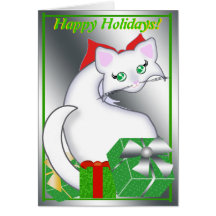 Verdes del día de fiesta del gatito de Bianca Toon Felicitaciones